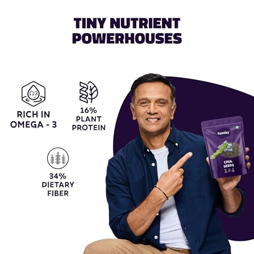 Image of Farmley Chia Seeds I 200g I Chia seeds for weight loss I Omega-3 Seeds for eating I Non GMO and fibre rich seeds (Pack of 2)