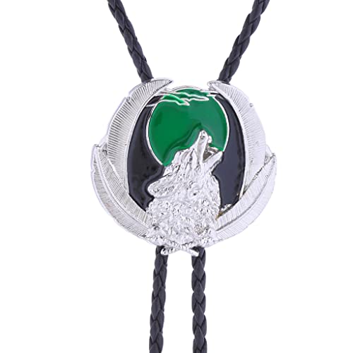 Image of HUABOLA CALYN Bolo Tie for Men Women, Native American Rodeo Cowboy Turquoise /Scorpion /Tiger Eye /Black Agate Leather Necktie