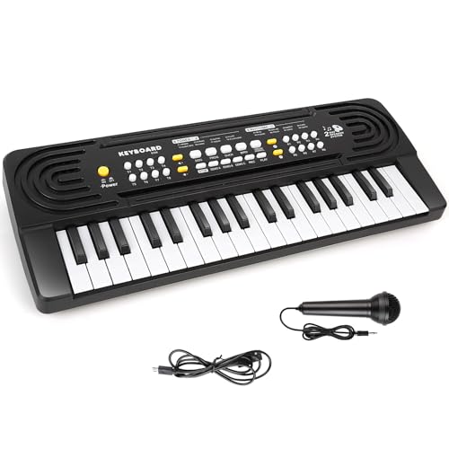 Keyboard Kinder mit Mikrofon, Multifunktions Kinder Klaviertastatur, 37...