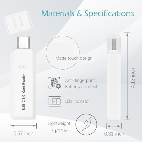 Image of Micro SD Card Reader, 5Gbps 2-in-1 USB C Memory Card Reader for Digital Camera, SD Card Viewer with Dual Slot for SD, SDHC, SDXC, Micro SD, MicroSDHC, Micro SDXC, MMC, RS-MMC, TF Card (White)