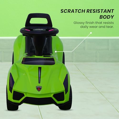 EAST COAST Musical Swing Car for Kids 2+ Years, Ride on & Car for Kids, Push Car with Scratch-Free PU Wheels, Comfortable Seats, Steering & Music, Elegant Design (Green) - Image 6