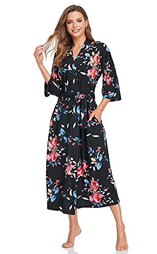 Women's Soft Robes Long Bath Robes Full Length Kimonos Sleepwear Dressing Gown,Solid Color
