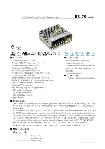 Alimentation à découpage LRS-75-24 transformateur 220V vers DC 24V - 2