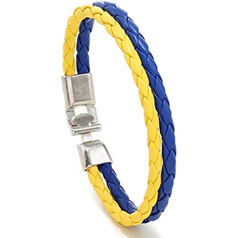 BASSK Blue Yellow Bracelet Ukrainian Flag Color Bracelet Jewelry Ukraine Flag Braided Leather Bracelet for Men Women Kids Ukraine Wristbands Cover