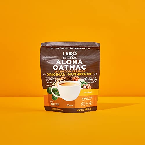Image of Laird Superfood Aloha OatMac Coffee Creamer with Functional Mushrooms Chaga, Cordyceps, Lion's Mane and Maitake, Gluten Free, Non-GMO, Vegan, 16 oz. Bag, Pack of 1