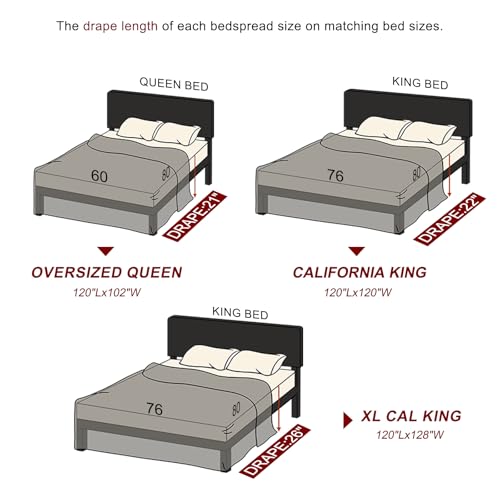 Bedduvit 100% Cotton 120"x128" Oversized California King Bedspreads - Farmhouse Botanical Cal King Bedspread Set, 3pcs Lightweight Rustic Striped Patchwork Extra Large Cotton Quilts, Brown/Gray/White - image 9
