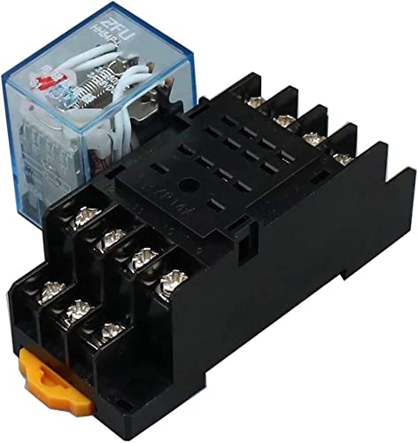 Relé MY4NJ 110V AC de 14 pines con base de enchufe y bobina DPDT miniatura de 5 amperios 6