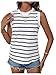SweatyRocks Women's Striped Tank Tops Crewneck Sleeveless Tank Casual Summer Shirts for Women Black and White Medium