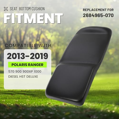 Image of HECASA Seat Bottom Cushion Compatible with 2013-2019 Polaris Ranger 570 900 900xp 1000 Diesel HST Deluxe Replacement for 2684965-070 Passenger Side Black