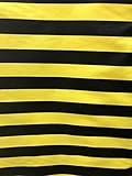 Sal Tex Fabrics, 1' Stripe Poly Cotton Fabric Print, Two Color Combination, Sells by The Yard, 60' Wide (Black/Yellow)