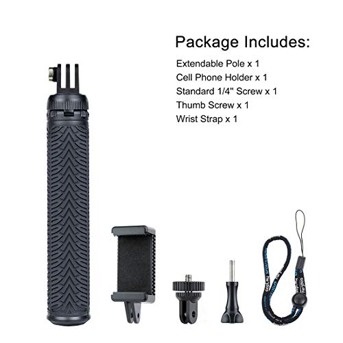 Gepuly Aluminum Selfie Stick With Tripod For Gopro Hero 11 10 9 8 7 6 5 4 3 2, Session, Fusion Max, Akaso, Sjcam, Osmo Action Camera (3-In-1 Function: Hand Grip, Extendable Selfie Stick, Tripod Stand) #TOP6