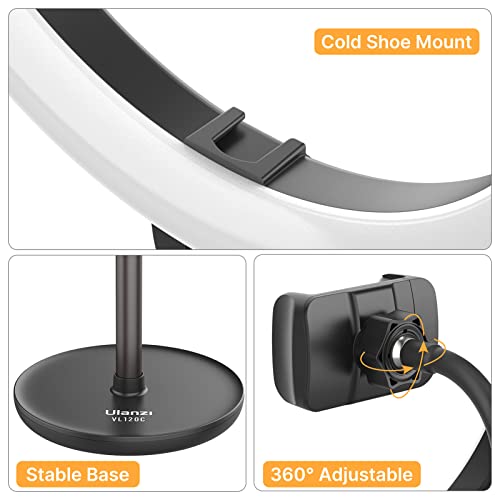 Coniya VL120C Tragbares Desktop-Ringlicht LED-Fotogre-Videolicht Zweifarbige Temperatur 3000K-6500K Einstellbare… – Bild 5