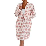 Retient la chaleur. Vhersily Robe de chambre pour femme d\'hiver en polaire courte peignoir doux léger avec fermeture éclair en duvet d\'hiver coupe-vent épais romantique pyjama cadeau de la Saint-Valentin, B Rose, M