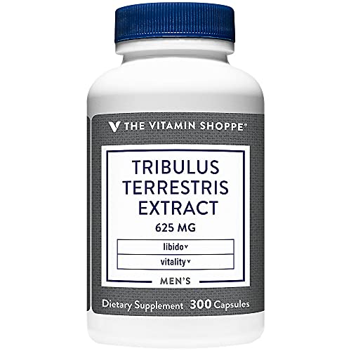 The Vitamin Shoppe Tribulus Terrestris Extract 625MG, 20 Saponins, Supports Libido and Vitality, Men's Health, Natural Testosterone Libido Booster for Men (300 Capsules)