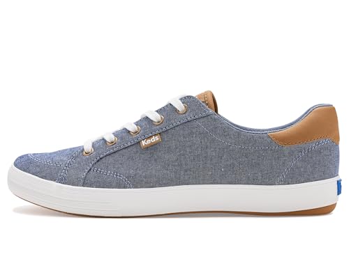 Image of Keds Center III Lace Up Fashion Sneaker, Blue Chambray /Tan, 6.5