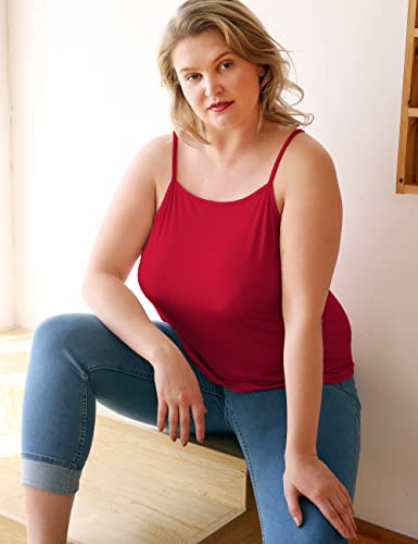 Image of VIKIDEER 3 Pack Camisole for Women Plus Size Basic Undershirt Spaghetti Strap Cami Tank Top