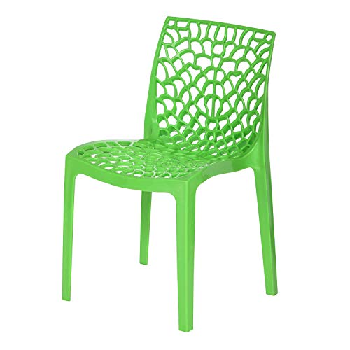 Image of Supreme Web Plastic Chair |Armless Chair for Dining Room Set, Home, Cafe & Outdoor Use |Weight Bearing Upto 220kgs (Color: Parrot Green ; Set of 2)