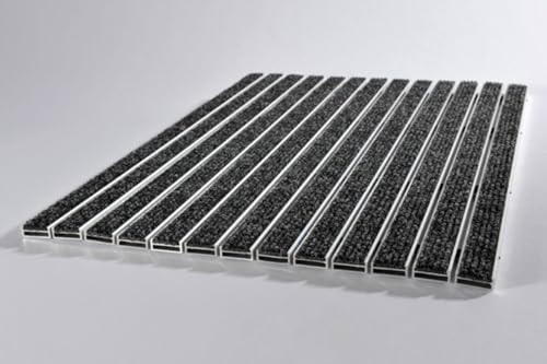 Mat Company Tapis d'entrée encastrable 10mm + Cadre alu 13mm - 90x60cm Anthracite - Paillasson à encastrer
