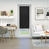 Light Filtering Roller Blinds 40 x 140 cm Thermal Insulated UV Protection, Blinds for Windows Easy Fit Blinds with Clips Fit Home Office Window, Black - Image 2