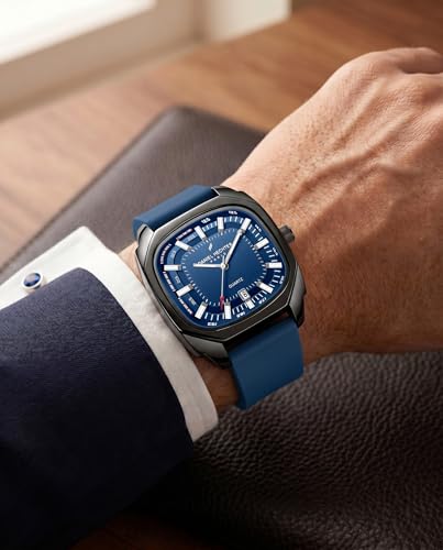Image of Daniel Hechter Paris Marie Collection Analog Watch for Men with Square Dial, Date Display, Quartz Movement & Silicone Strap
