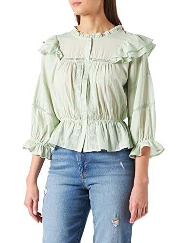 Naf Naf Helsea C1 Camisa de Vestir, Verde Suave, 38 para Mujer