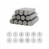 PHILSP Poinçon en métal pour estampage de motif de plantes - Outil de presse en acier pour estampage sur métal, bijoux, cuir, bois, argent