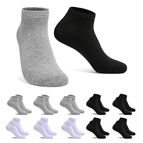 FALARY Calzini Uomo Donna 10 Paia Sportivi Corti Unisex Ottima Qualità e Comodità Nero Bianco Grigio 39-42