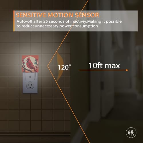 Image of Red Cardinal Night Light,Night Lights Plug into Wall with Dusk to Dawn Sensor,Lamp for Bedroom Bathroom Hallway Nightlight for Women Girls