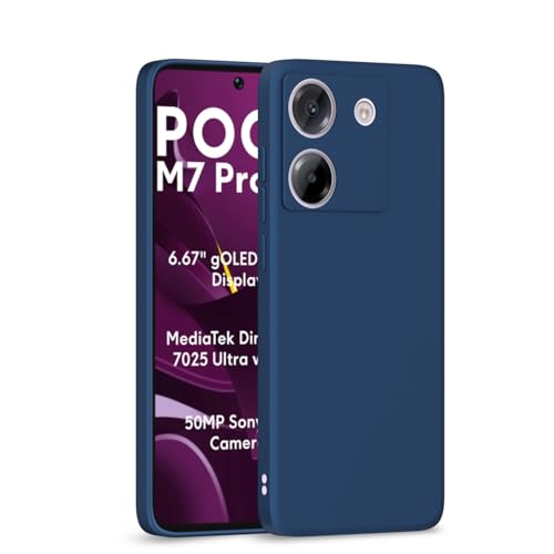 Image of Outlouders Back Cover for Poco M7 Pro 5G | Camera Protection | Durable Soft Matte Silicone Bumper Case (Blue)