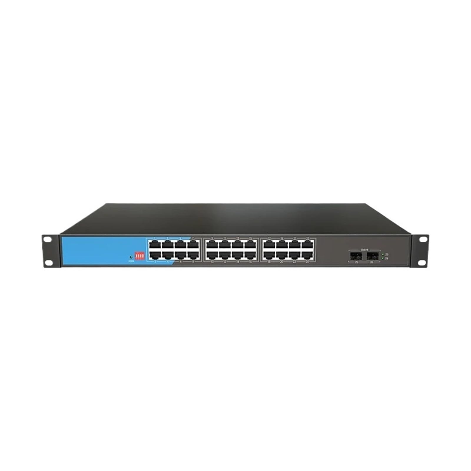 OSHZIKJII 26-Port Gigabit Switch with 24-PoE Ports and 2 SFP Uplink(Switch with A/*U Plug)
