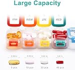 Fullicon Moisture Proof Pill Organizer 2 Times a Day, Large Pill Box 7 Day, Spill Proof Pill Case, Travel Pill Container, Medicine Organizer with Secure Lids, Daily Vitamin Organizer (Rainbow Clear)