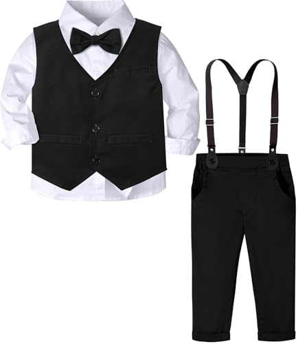 Image of A&J DESIGN Toddler Boys Formal Clothes Suspender Outfit Dress Suit 12M - 6Y