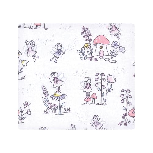 Image of Little Treasure Hudson Baby Cotton Poly Flannel Receiving Blankets Multipack, Purple Garden Fairies, 30x30 inches