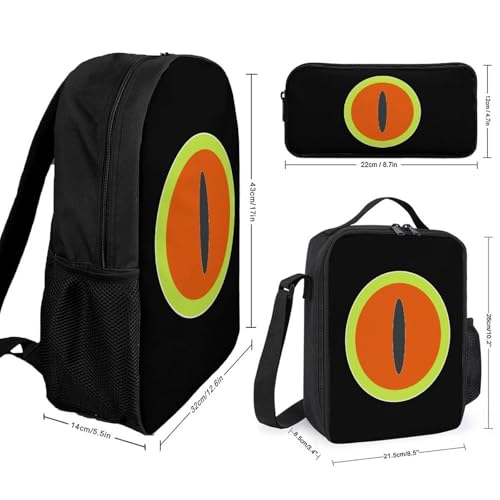 Lovely Frog Eyes Classic Backpack Lunch Bag Pencil Case 3 Piece Set Travel Daypack2