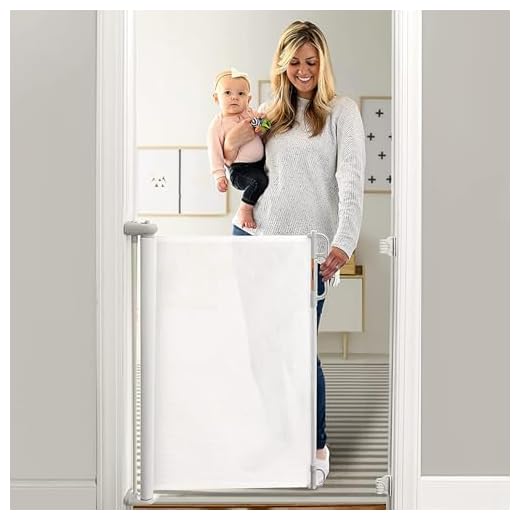 Momcozy Trappskydd utdragbar för spädbarn, 0–140 cm, 83 cm hög baby avstängningsgaller trapppersienn, ljudlös, manövrerbar med en hand, lämplig för trappor/dörrar/inomhus och utomhus, vit