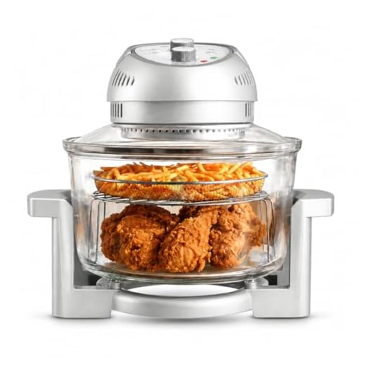 Big Boss Oil-less Air Fryer, 16 Quart, 1300W, Easy Operation with Built in Timer, Dishwasher Safe, Includes 50+ Recipe Book - Silver