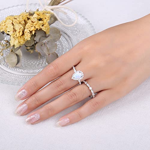 Jewelrypalace Classic Pear Cut 2.5Ct Created Opal Halo Engagement Rings For Women, Infinity 925 Sterling Silver 14K Gold Promise Ring For Her, Marquise Twisted Anniversary Wedding Bands Bridal Sets 6 #TOP4