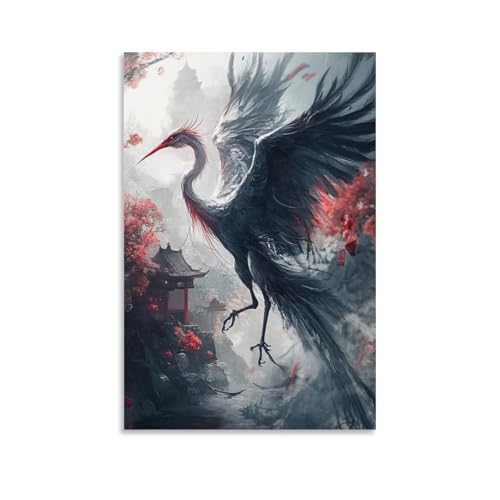 LKBASOEGD Red-crowned Crane Cuadro En Lienzo Cuadros Decoracion Pinturas Murales Pintura Poster Impresiones Lienzo Para Sala De Estar Decoración Dormitorio 12x18inch(30x45cm)