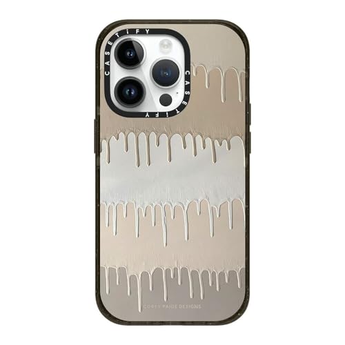 CASETiFY �C���p�N�g iPhone 14 Pro �P�[�X [MIL�K�i���� (4x MIL-STD-810G)/2.5m����̗����������N���A/MagSafe �ɑΉ�] - Tan Painted Drips by Corey Paige Desi