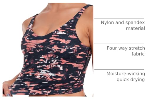 Image of Oalka Sports Bra Womens Longline Padded Crop Yoga Tank Tops