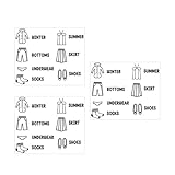 Gadpiparty Kleidungsetiketten PVC Aufkleber 3 Stück 20X30cm Selbstklebend zur Kleiderschrank Organisation für Kinderzimmer und Schulschränke