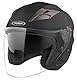 Jethelme Rollerhelm Sturzhelm Chopper Helm - YEMA YM-627 Motorradhelm ECE mit Doppelvisier Sonnenblende für Damen Herren Erwachsene-Schwarz Matt-L