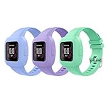 MoKo 3-Pack Strap Compatible with Garmin Vivofit jr. 3 Fitness Tracker for Kids, Soft Silicone Adjustable Replacement Band Wristband Bracelet, Light Green & Light Purple & Light Blue