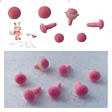 6 Flock Round Button Safety Noses (9mm, Pink)