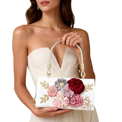 Sac de soirée floral en polyester résistant avec bandoulière pratique
