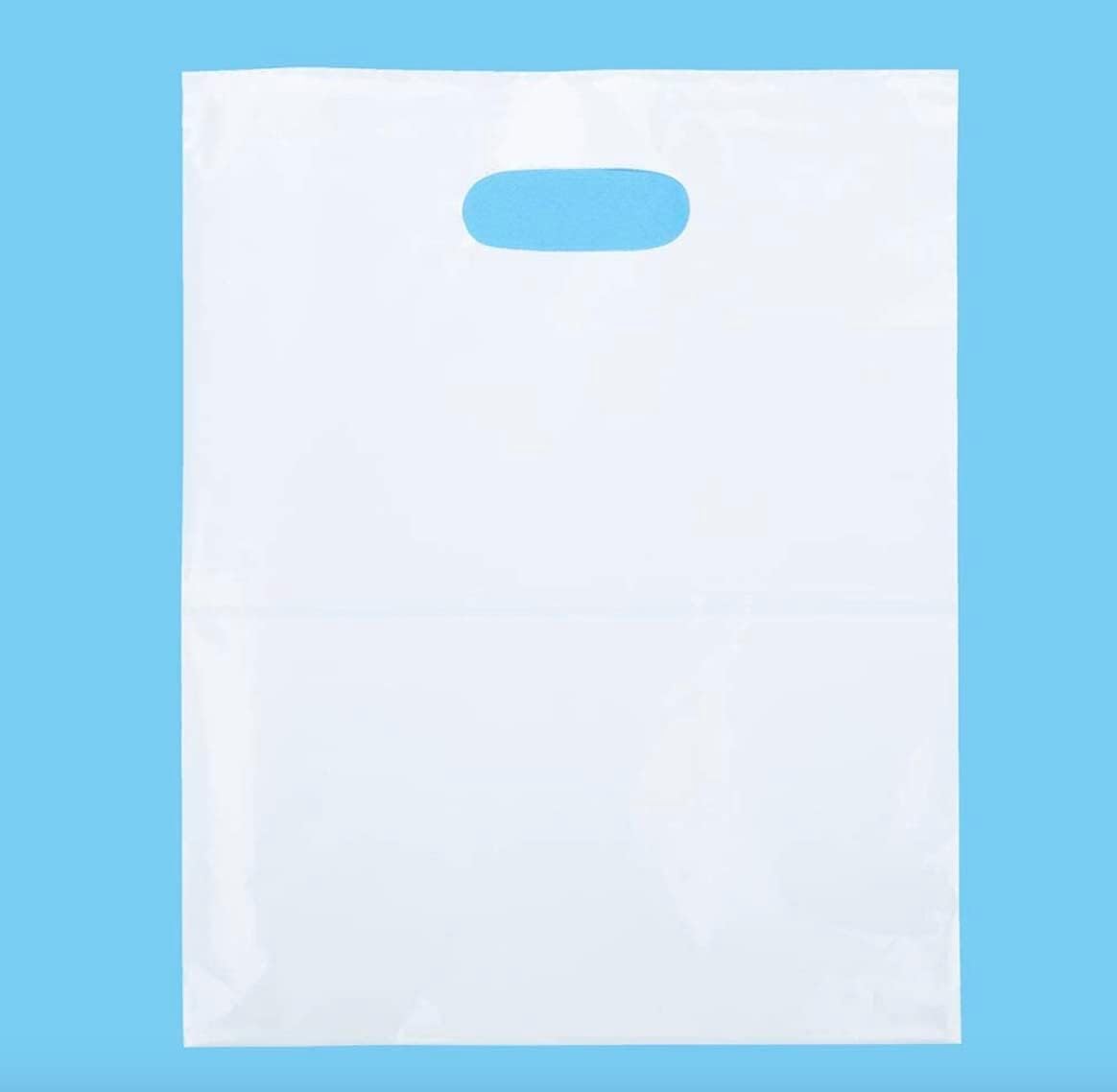 ClearBags 500 White Handle Bags 15x18, Extra Thick 2.25 Mil Retail Plastic Shopping Merchandise Gift Bags Tear Resistant Strong Durable Anti Stretch For Small Business LDPE Die Cut, 100% Recyclable