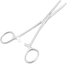 TeckMed Rochester Carmalt Hemostatic Forceps with Cross Serrated Jaws and Longitudinal Grooves - Premium Stainless Steel - Self Locking Artery Hemostats (6.25 in. Straight Jaws)