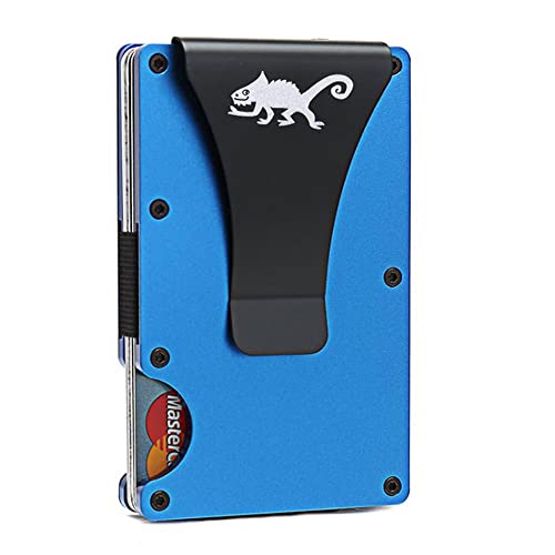 RFID Slim Wallet – Minimalist Design with Money Clip, 15 Card Slots, Metal Credit Card Holder – Lightweight, Compact, and Secure for High-End Convenience in Elegance (Blue)