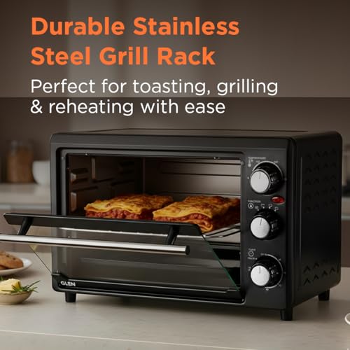 Image of Glen Multi Function OTG for Kitchen, 18 Litre, 1200W, Oven Toaster Griller with 3 Heating Modes, Adjustable Temperature & Timer, Crumbs Tray & Rack, Bake, Grill & Toast, 2-Year Warranty- Black SA5018