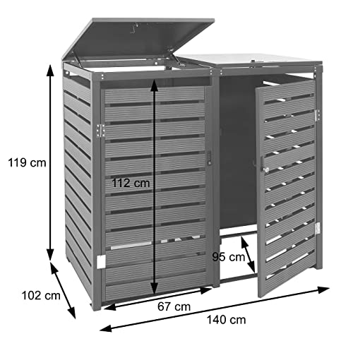 XL 2er-/4er-Mülltonnenverkleidung HWC-K14, Mülltonnenbox, 119x140x102cm WPC Metall 86kg - anthrazit